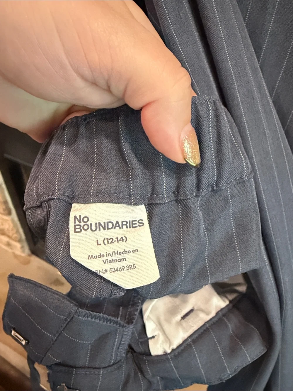 Women's Pinstripe Drawstring Dress Pants - Slate Blue - Picture 5 of 5